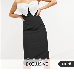 Black and White big bow midi dress